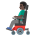 man in motorized wheelchair, dark skin tone